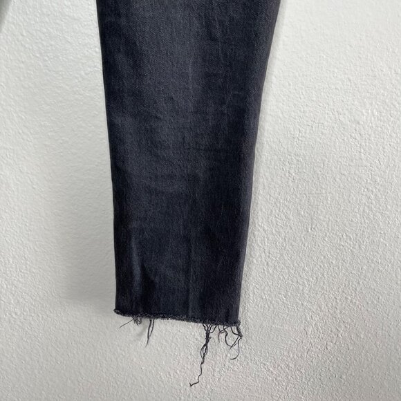 Topshop Womens Straight Leg High Waisted Black Denim Jeans Size 26 Frayed grunge - Picture 5 of 11